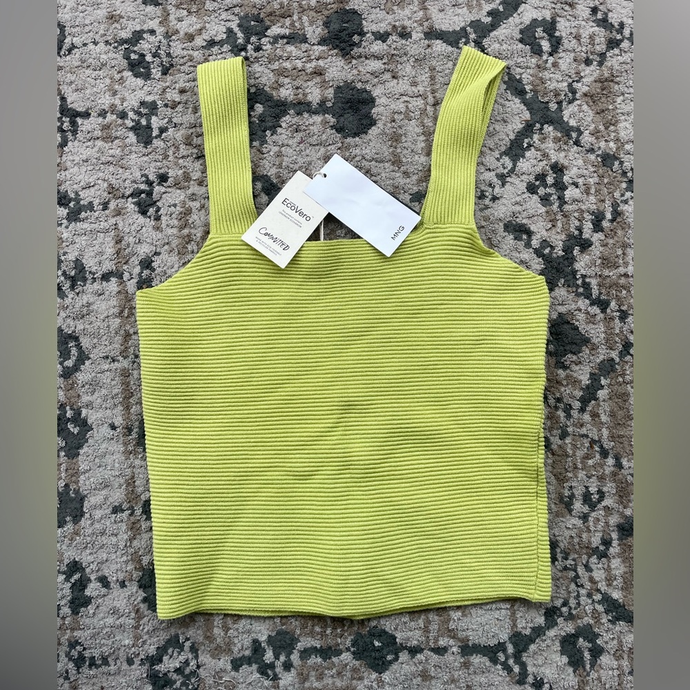 NWT Mango Women’s Size Medium Crochet Style Crop Top Vacation Summer Green Beach
